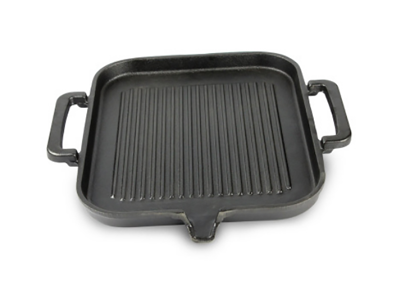 Chảo gang nướng beefsteak nướng cá đáy vân nổi size 25x30 SKP3025