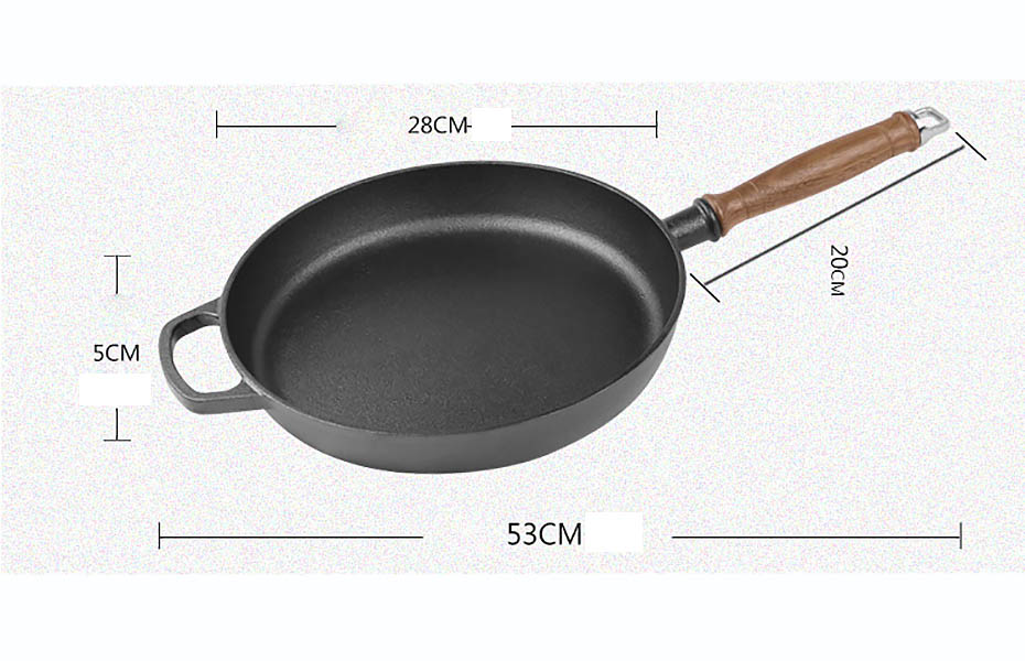 Chảo gang tay cầm gỗ nắp kiếng Mcooker BC028.