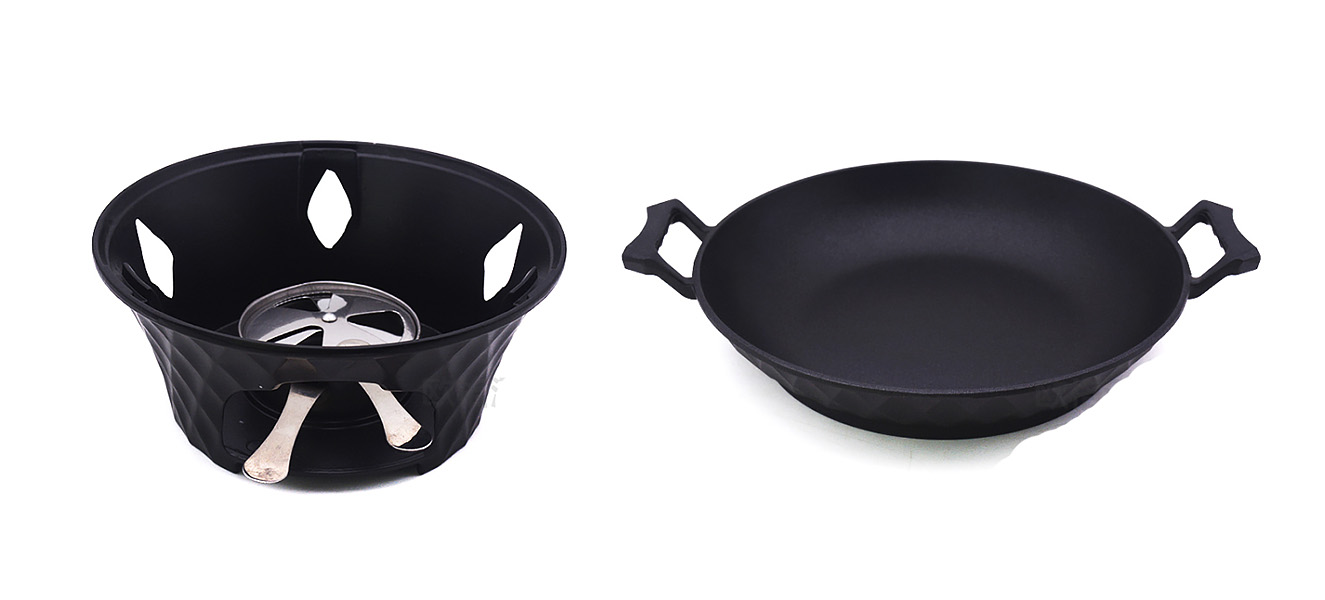 Bộ chảo hâm nóng thức ăn kèm bếp cồn Ouge OG711 ăn các món lẩu khô, hải sản