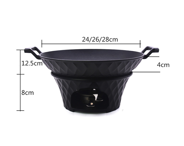 Bộ chảo hâm nóng thức ăn kèm bếp cồn Ouge OG711 ăn các món lẩu khô, hải sản