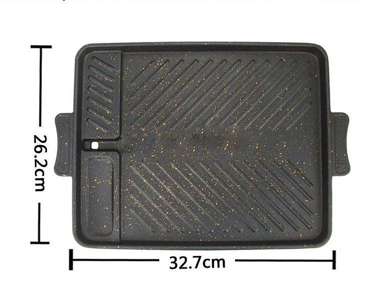 Vỉ nướng thịt 33x26cm nhôm đúc phủ đá Maifan có rãnh thoát dầu VN02
