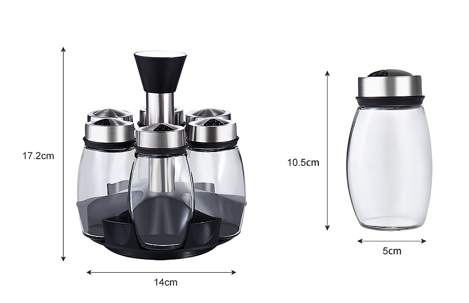 Hũ đựng gia vị 6 món để bàn phục vụ bằng thủy tinh OEM XB01