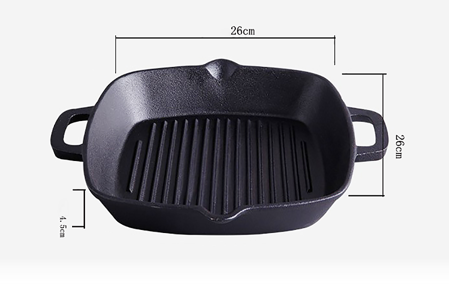 Chảo gang nướng thịt vuông 26cm Cooking CO005