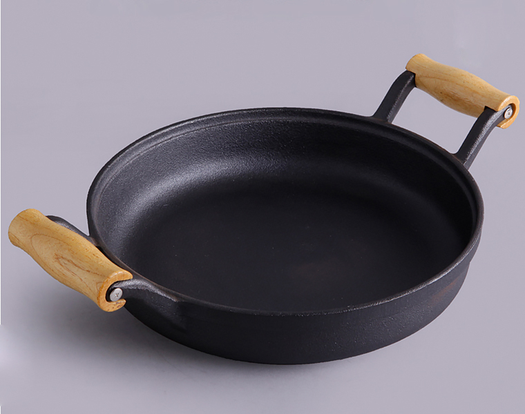 Nồi gang quai gỗ đáy bằng 30cm Cooking CO002.