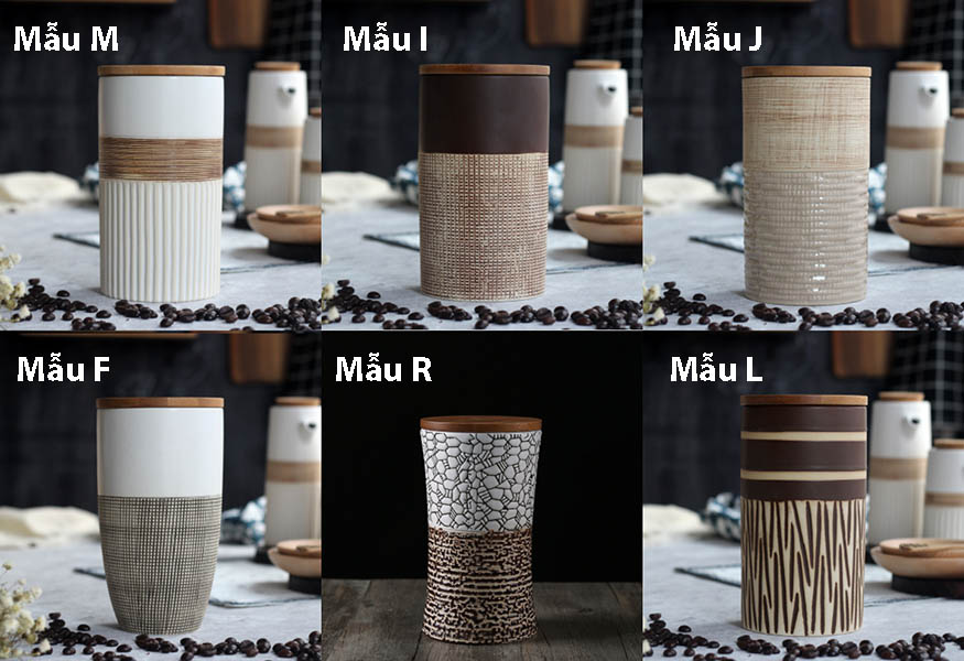 Bình hũ lọ gốm sứ đựng cà phê đựng trà Onegrid OG01.