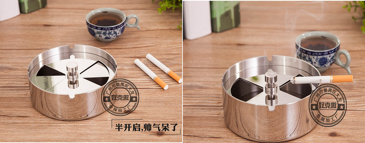 Gạt tàn inox 201 có nắp chặn Histeel HS002