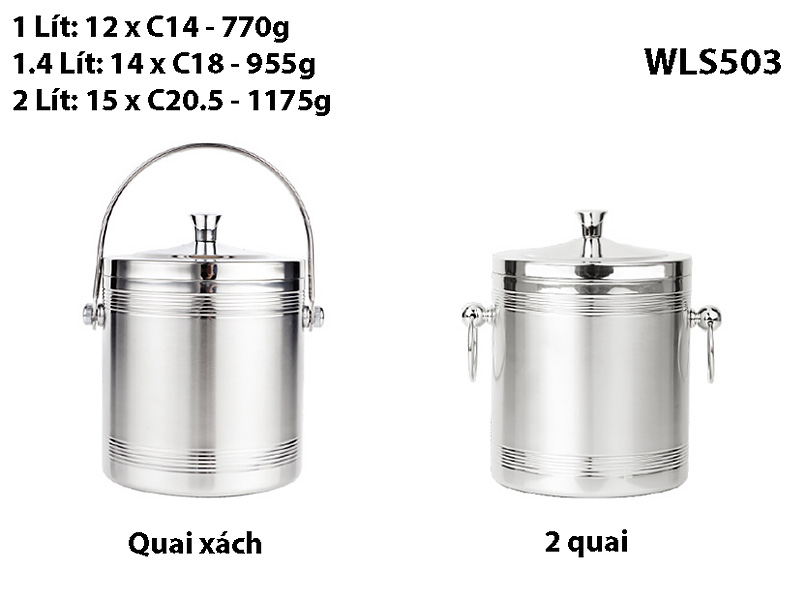 Xô đá inox 2 lớp nhà hàng quán ăn Weiweida WLS503