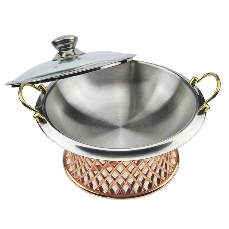 Bộ chảo inox hâm nóng thức ăn kèm bếp cồn nhôm cho Nhà Hàng OEM TS01