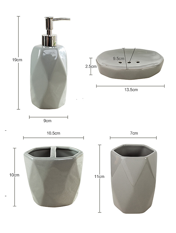 Bộ đồ dùng nhà tắm gốm sứ Ideaco HGN16005.