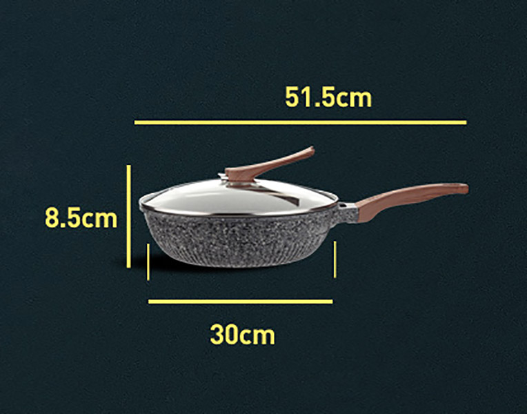Chảo chống dính 30cm tay cầm gỗ nắp kiếng K&I KIW230.