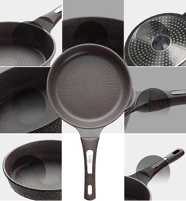 Chảo chống dính 24cm tay cầm nắp kiếng đáy từ K&I KIJG1824M.