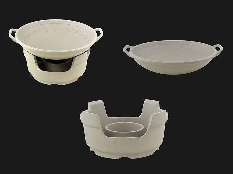 Bộ chảo hâm nóng thức ăn kèm bếp cồn phủ gốm ăn lẩu khô, lagu, hải sản QD06510