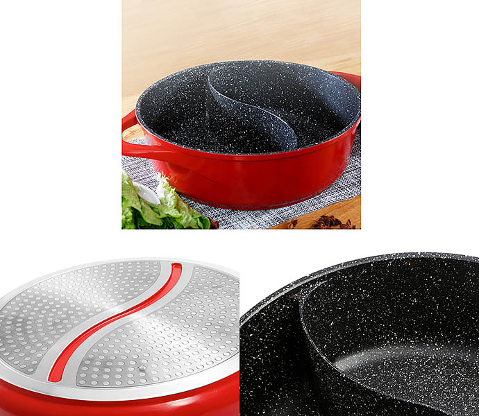 Nồi lẩu vân đá 2 ngăn nắp kiếng Jeetee JT28N