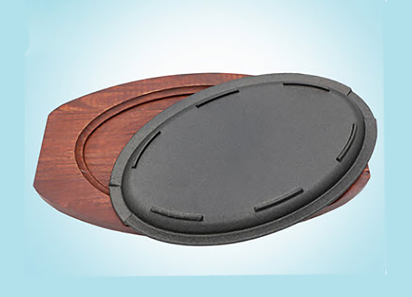 Chảo gang oval 29cm đế gỗ Shenzhen SL2103.