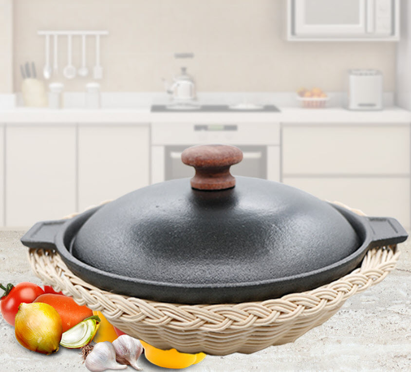Nồi gang loại dày phủ chống dính kèm đế lót OEM SLT2021