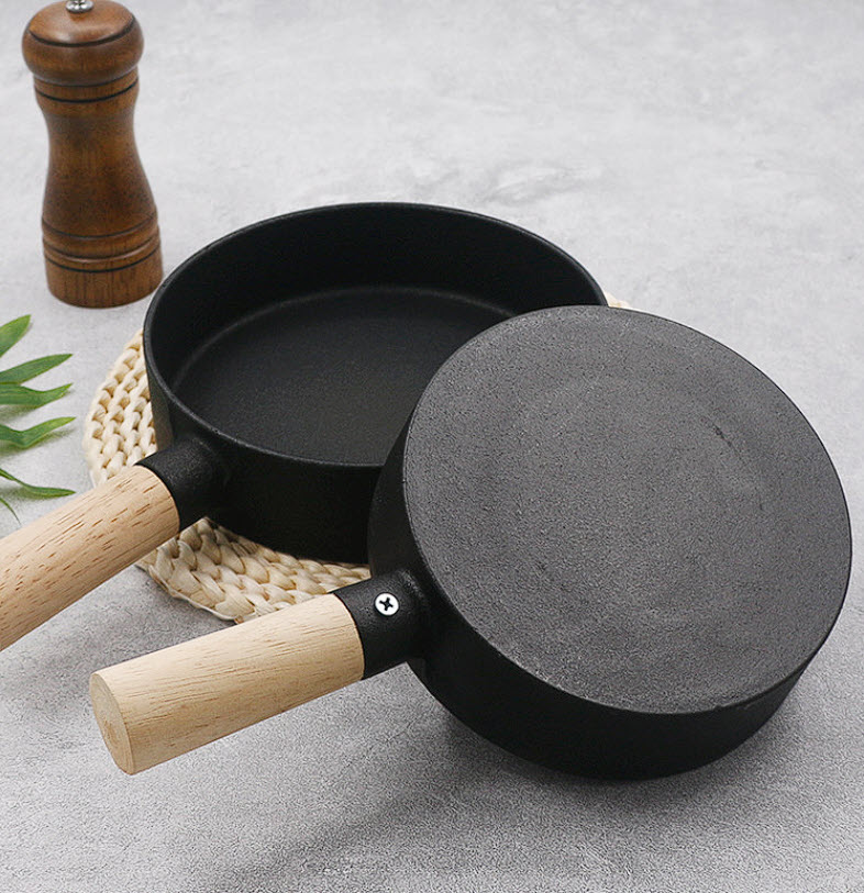 Chảo gang tròn chống dính tay cầm gỗ SL2119