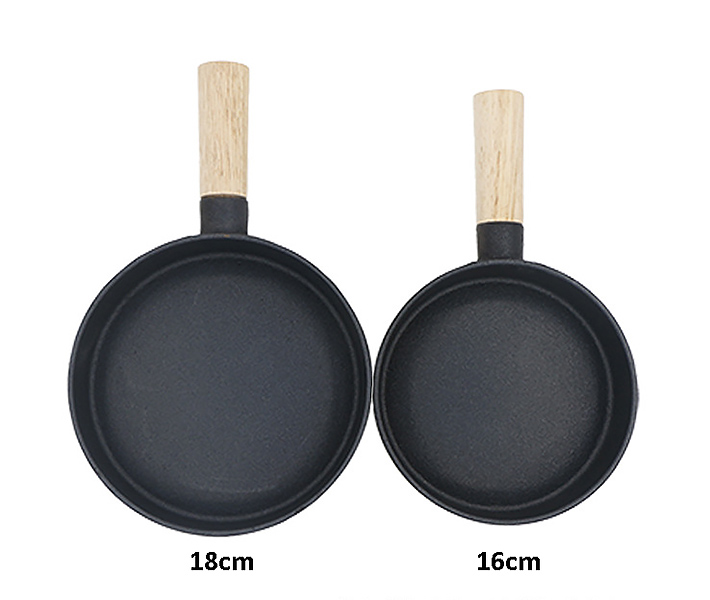 Chảo gang tròn chống dính tay cầm gỗ SL2119