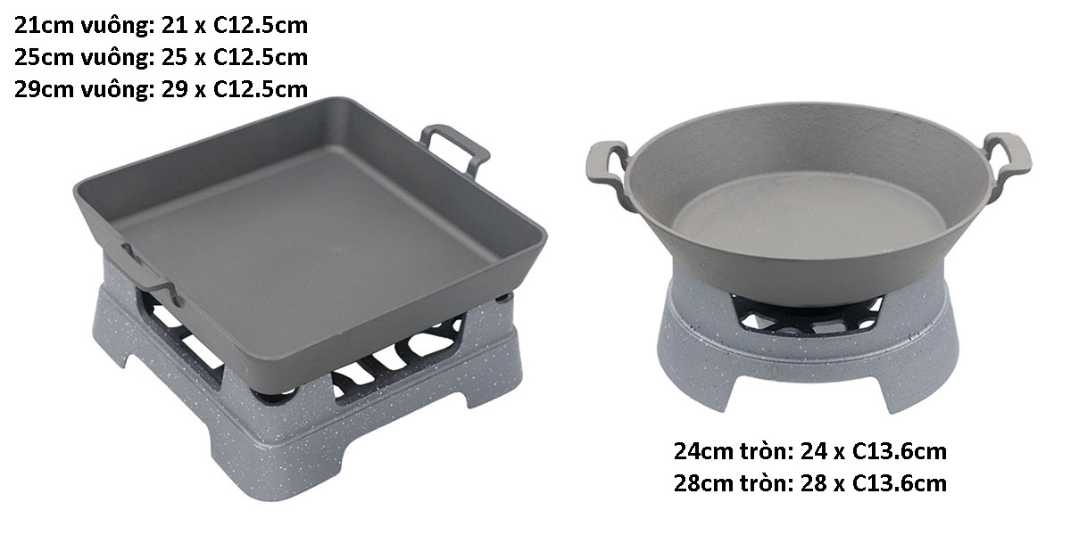 Bộ chảo kèm bếp cồn hâm nóng thức ăn SLT001 trưng bày món ăn cho nhà hàng