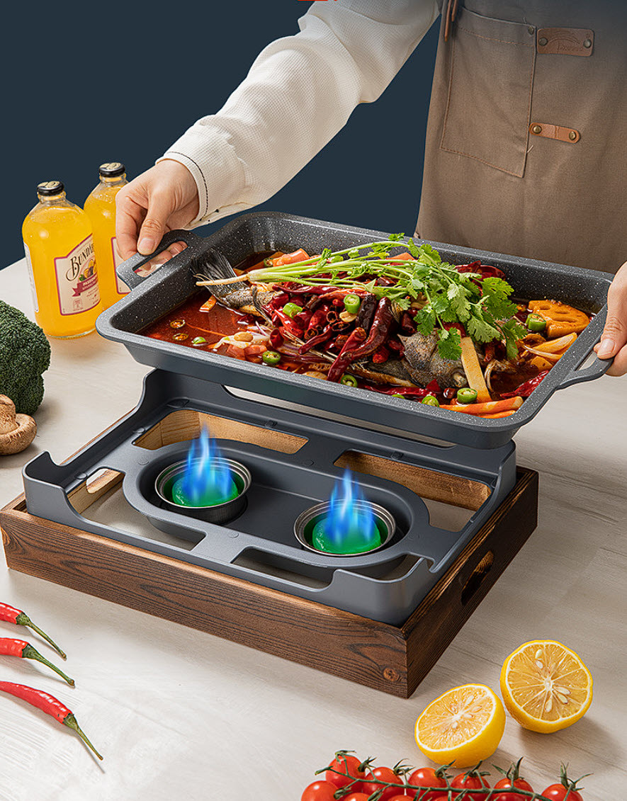 Khay hấp cá kèm bếp cồn hâm nóng hải sản các món ăn buffet SL66157