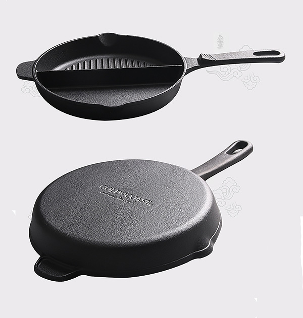 Chảo gang nướng thịt làm ốp la 2 ngăn OEM WH1920