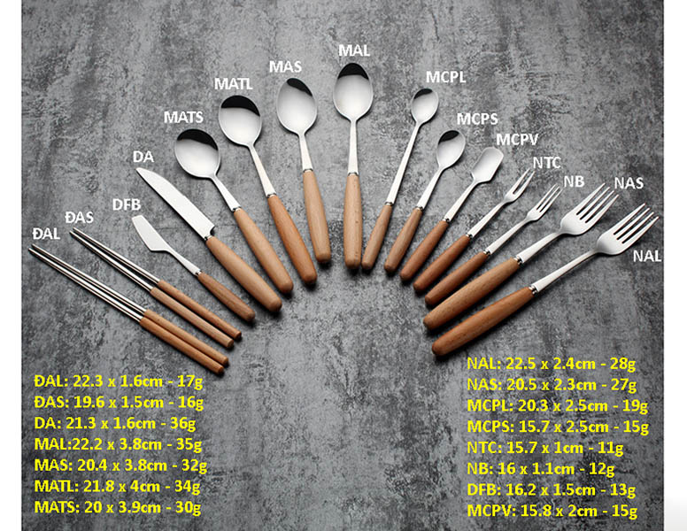 Bộ dao muỗng nĩa inox tay cầm gỗ Jieyang JY055.