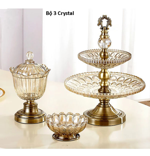 Bộ khay trái cây gạt tàn thủy tinh Newwork NW002.
