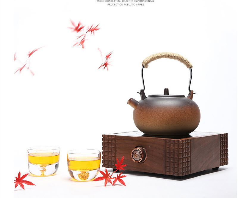 Bếp hồng ngoại gỗ óc chó đun ấm trà Pot Home 56768