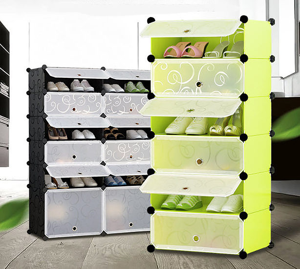 Tủ nhựa lắp ráp đựng giày nhiều ngăn để phòng khách Living QJ001 