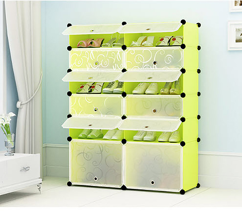 Tủ nhựa lắp ráp đựng giày nhiều ngăn để phòng khách Living QJ001 
