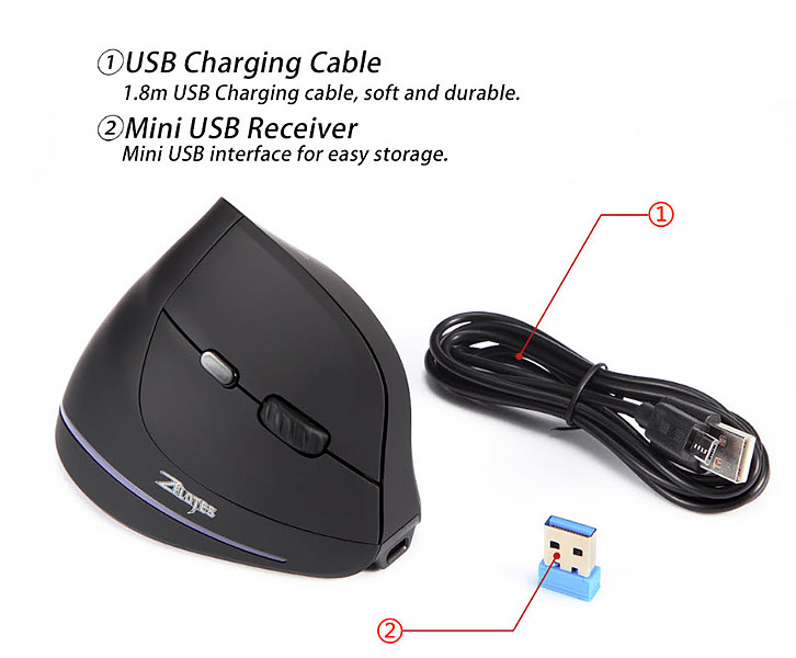 Chuột dọc không dây chơi game 2.4GHz có đèn led Zelotes F35