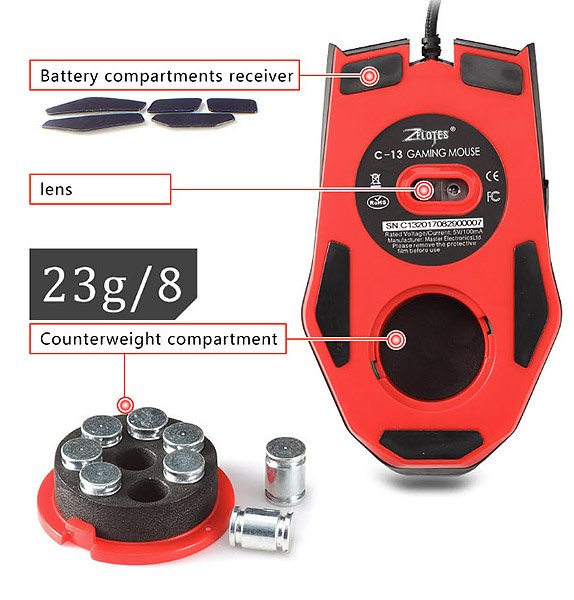 Chuột chơi game 3200DPI có led đổi màu Zelotes C13