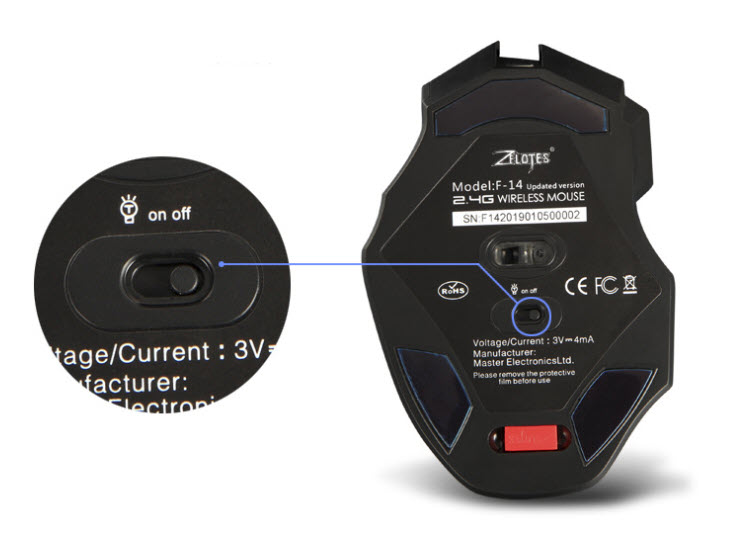 Chuột không dây chơi game có led dùng pin sạc Zelotes F14S 