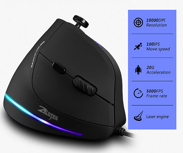 Chuột laser dọc chơi game 11 nút có led RGB Zelotes C18
