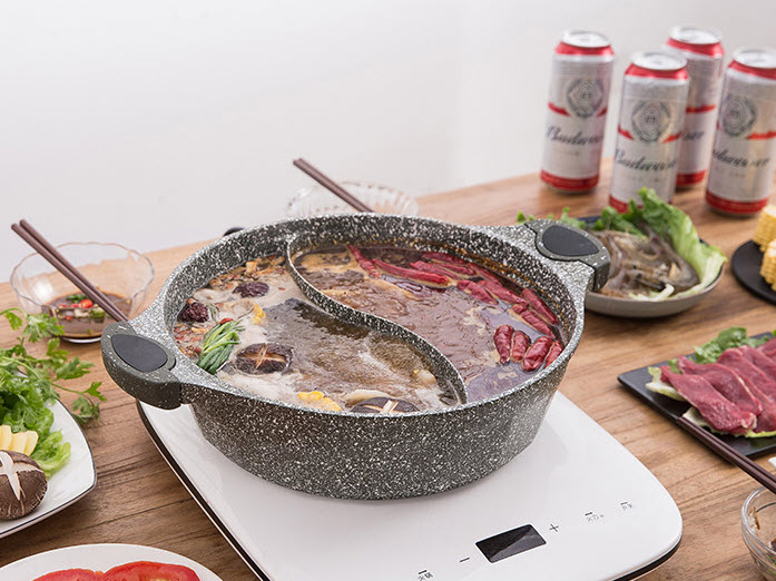 Nồi lẩu 2 ngăn vân đá 30cm 5.5L UAKEEN VK112