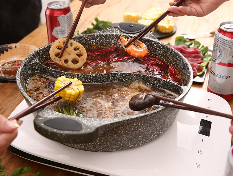 Nồi lẩu 2 ngăn vân đá 30cm 5.5L UAKEEN VK112