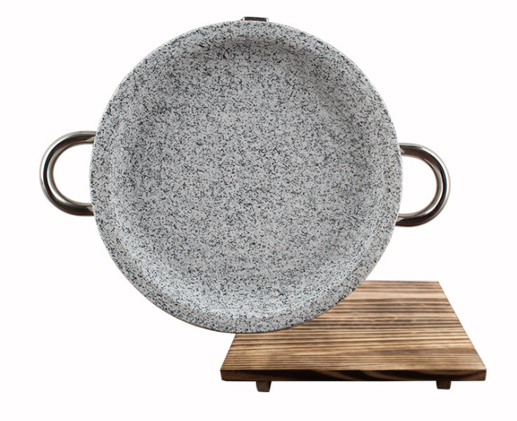 Chảo đá đế gỗ đựng thức ăn Hiroki HL091