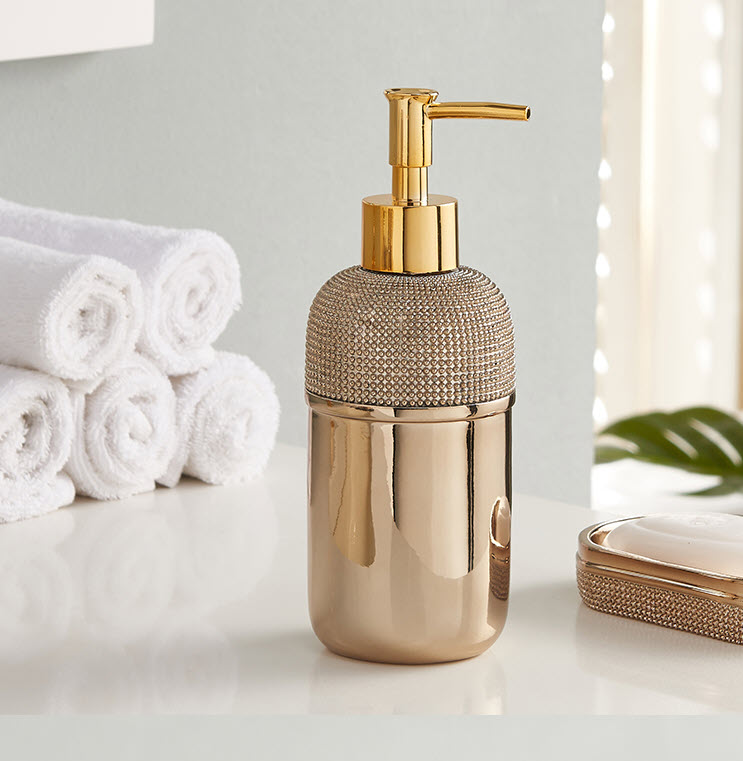 Bộ đồ dùng nhà tắm 6 món resin đính đá Kingsley KSL003