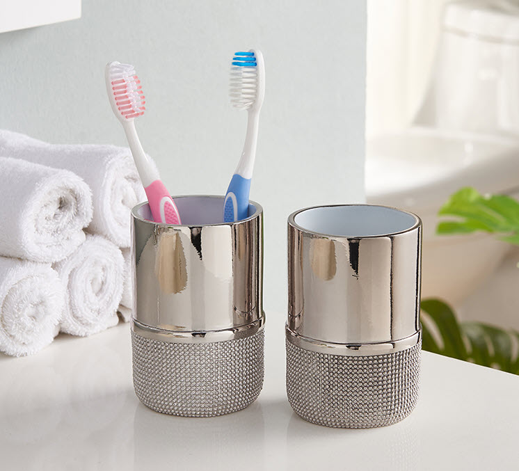 Bộ đồ dùng nhà tắm 6 món resin đính đá Kingsley KSL003