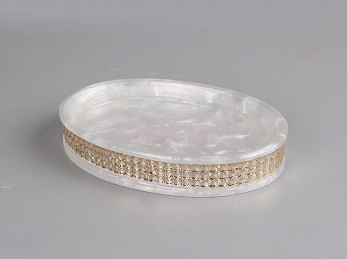 Bộ đồ dùng nhà tắm resin xà cừ viền đính đá Kingsley KSL008