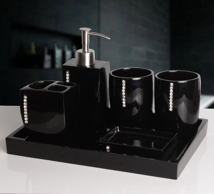 Bộ đồ dùng nhà tắm resin đính đá Kingsley KSL011