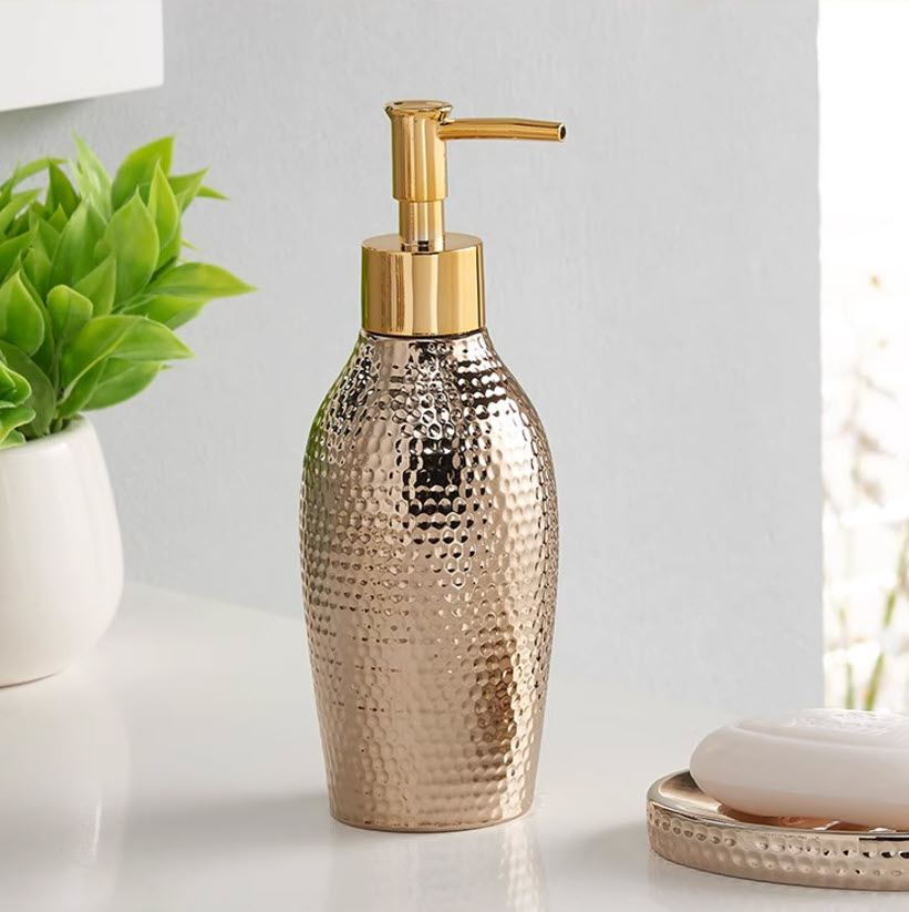 Bộ đồ dùng nhà tắm vân búa mạ vàng sứ porcelain ZM042