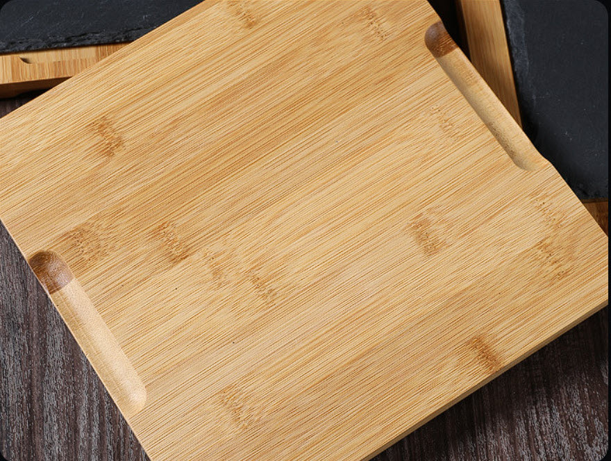 Khay gỗ lót đá đựng đồ ăn, đựng bò nướng bbq, tôm nướng, xúc xích KYS003