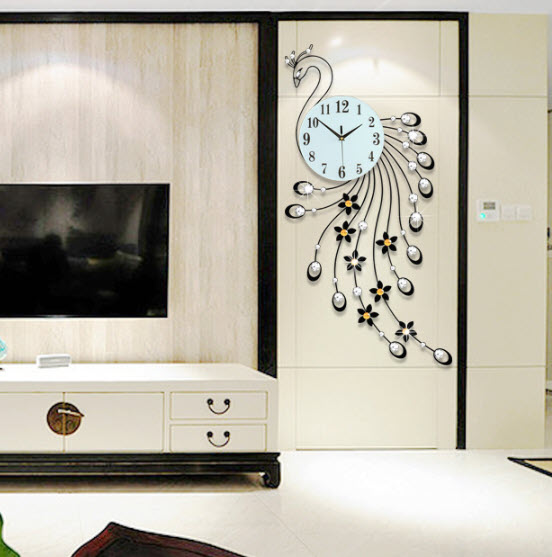 Đồng hồ treo tường hình con công Jiuda JDS307