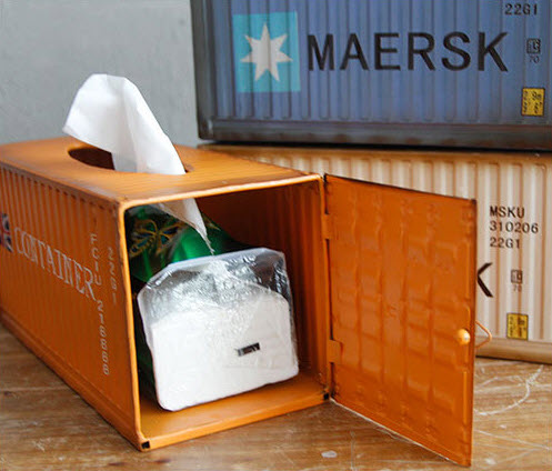 Hộp đựng khăn giấy hình container Mulin FML02