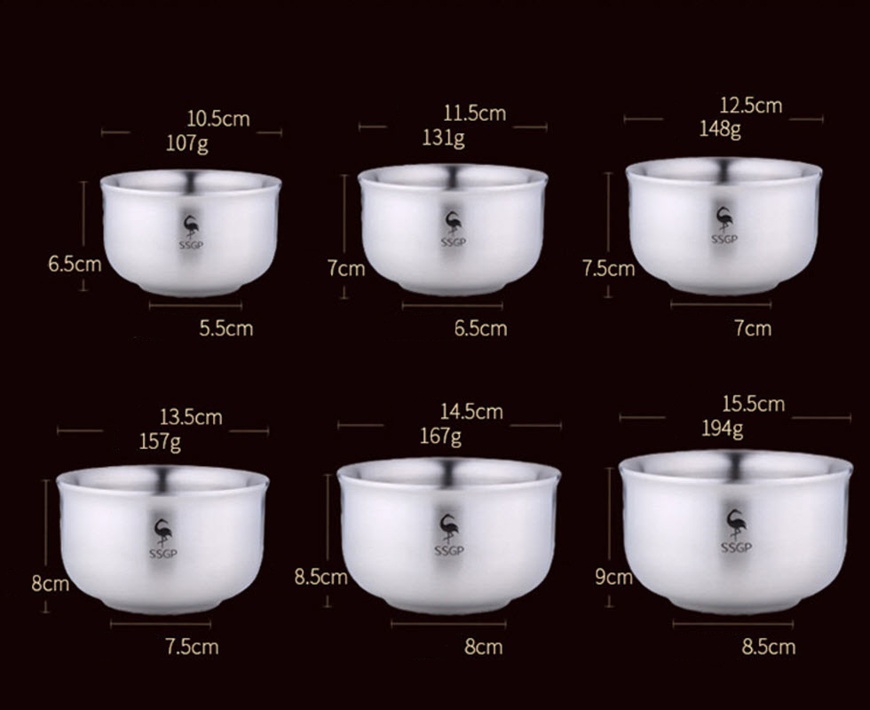 Chén inox 304 cách nhiệt 2 lớp SSGP SS0125