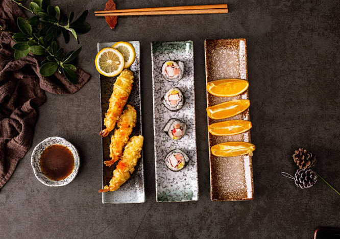 Dĩa sứ dài porcelain đựng sushi thức ăn Lisa LIS071
