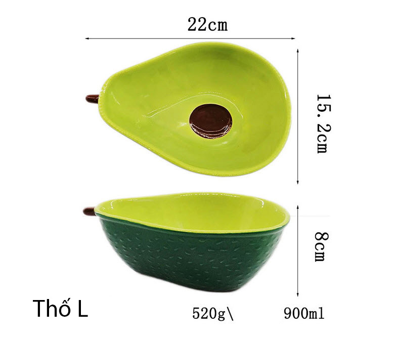 Tô dĩa thố sứ porcelain trái bơ Lisa LIS038