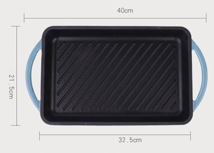 Chảo gang vỉ gang nướng thịt 32x21cm Jinghui KP40