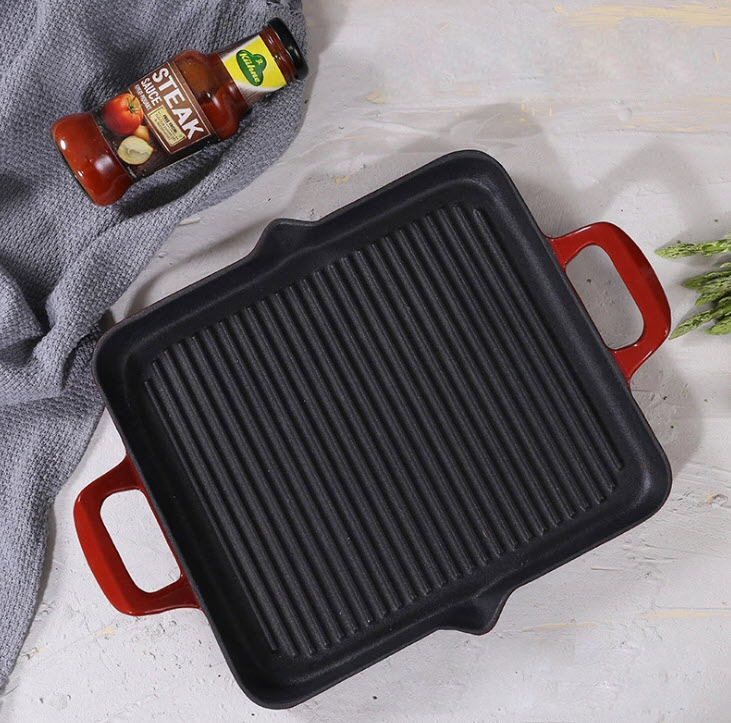 Chảo gang vỉ gang nướng thịt 29x26cm Jinghui FX2926