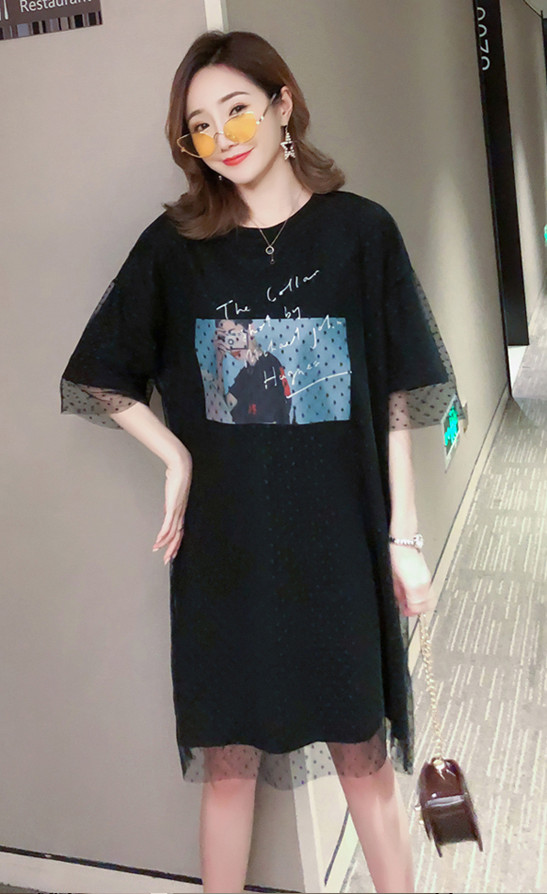 Đầm suông thun cotton 2 lớp phối ren tầm 45kg tới 75kg SisterD715.